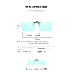 Kẹp trên lật lên cho kính theo toa kính râm mù màu yếu điều chỉnh daltonism đỏ xanh mù Kính mắt - Product Image 5
