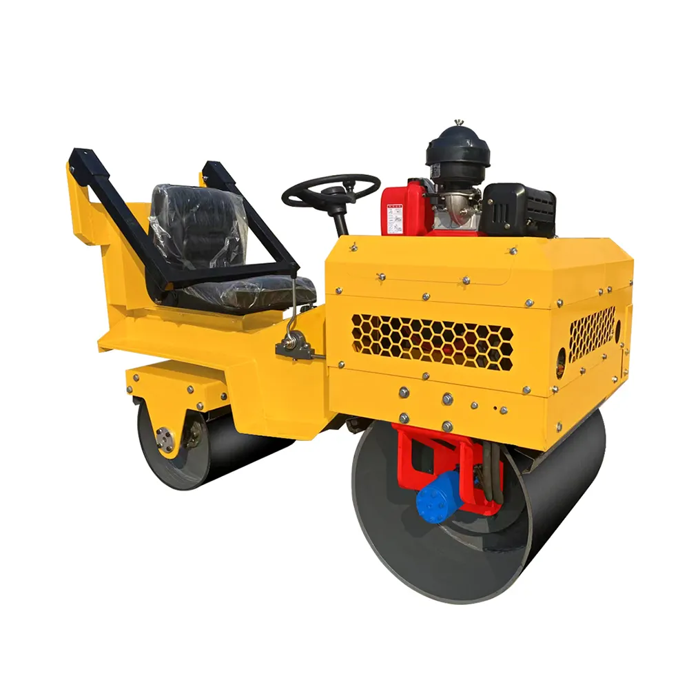 Duplo Tambor Road Mine Roller Walk Behind Mini 500Kg Único Tambor Mão Asfalto Pequeno Tandem Rolos Compactador