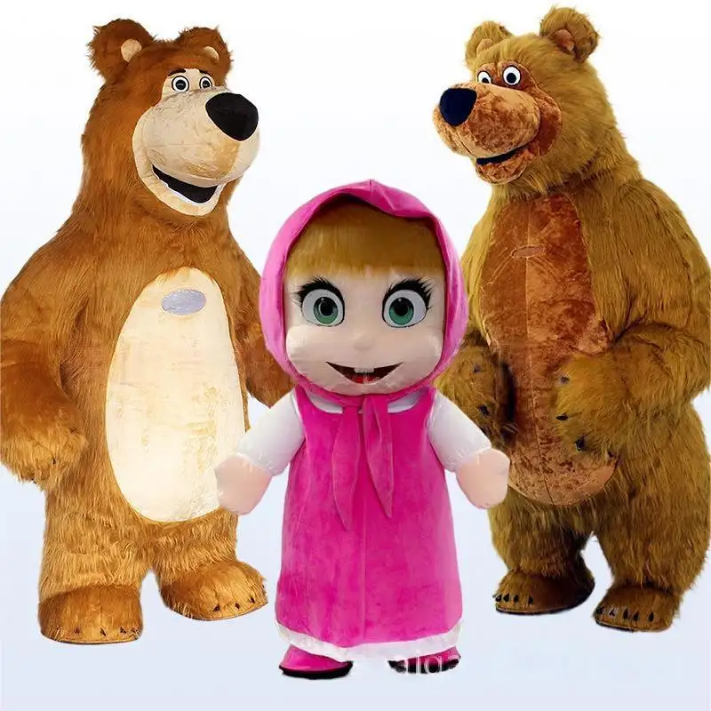 Медведь и девочка надувной костюм-талисман для косплея карнавальное платье для взрослых детский день рождения реклама танцы свадьба
