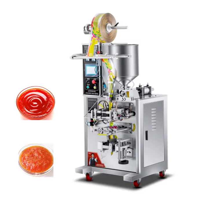 Otomatik küçük dikey fıstık ezmesi salata ketçap bal poşet paketleme makinesi domates püresi paketleme makinesi