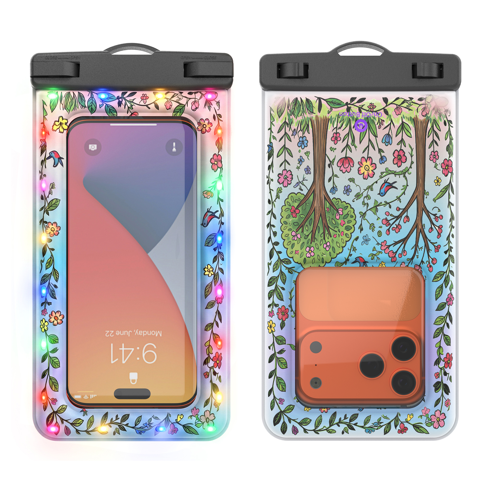 Imprimé floral vert avec motif d'arbre