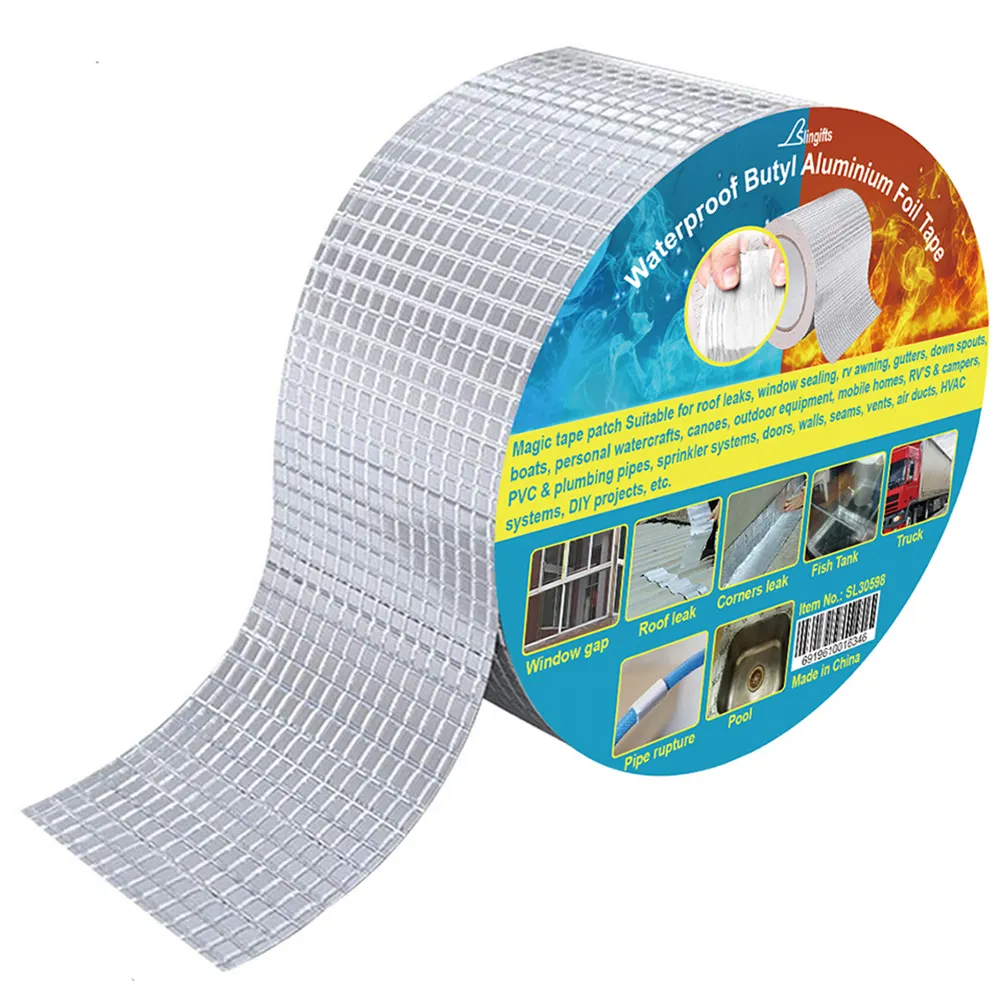 Leak Repair Waterproof Butyl Tape 2" X 33' UV-Resistant Leak Proof Seal Strip Patch For Pipe RV Awning Sail Boat HVAC Ducts Roof