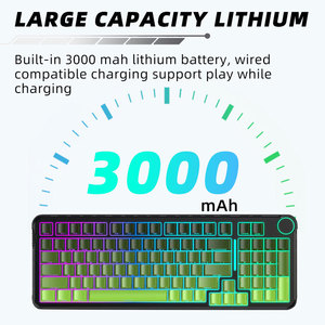 Keywin TK 98คีย์แบบไดนามิกคีย์บอร์ดเล่นเกมแบบกลไกไร้สาย RGB ทนต่อการสึกหรอคีย์บอร์ด PBT รูปแบบที่กำหนดเองพร้อมปุ่มปรับระดับเสียง - Product Image 6