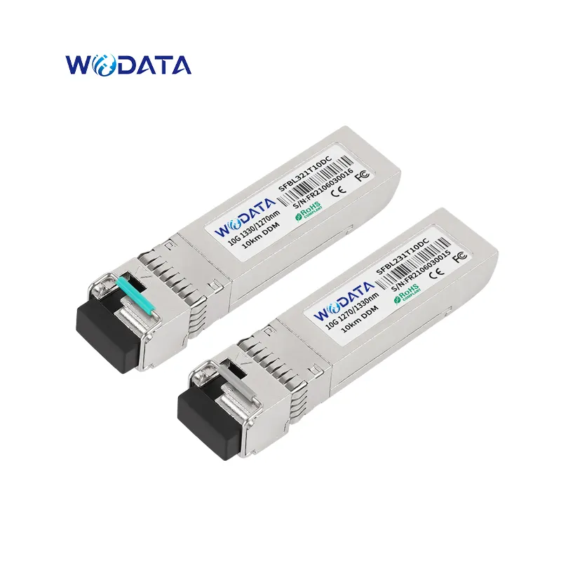 Tek mod 10G SFP + BiDi 40KM 80KM 1270nm 1330nm Fiber optik alıcı-verici modülü