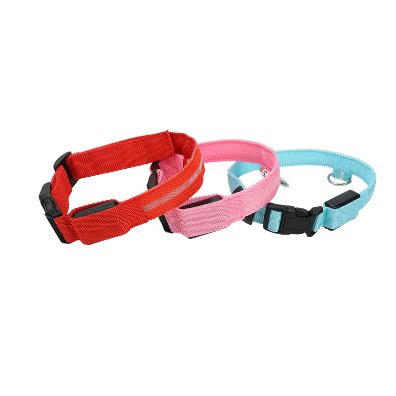 LED-Hundehalsband USB wiederaufladbarer LED-Lichtstreifen verstellbares mehrfarbiges Aufladen blinkend leuchtet im Dunkeln auf LED-Haustier-Hundehalsband