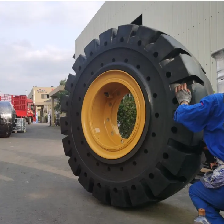 Topower Nhà máy cung cấp chất lượng cao Heavy Duty Lốp xe tải 23.5-25 265.5 25 otr rắn lốp với rim