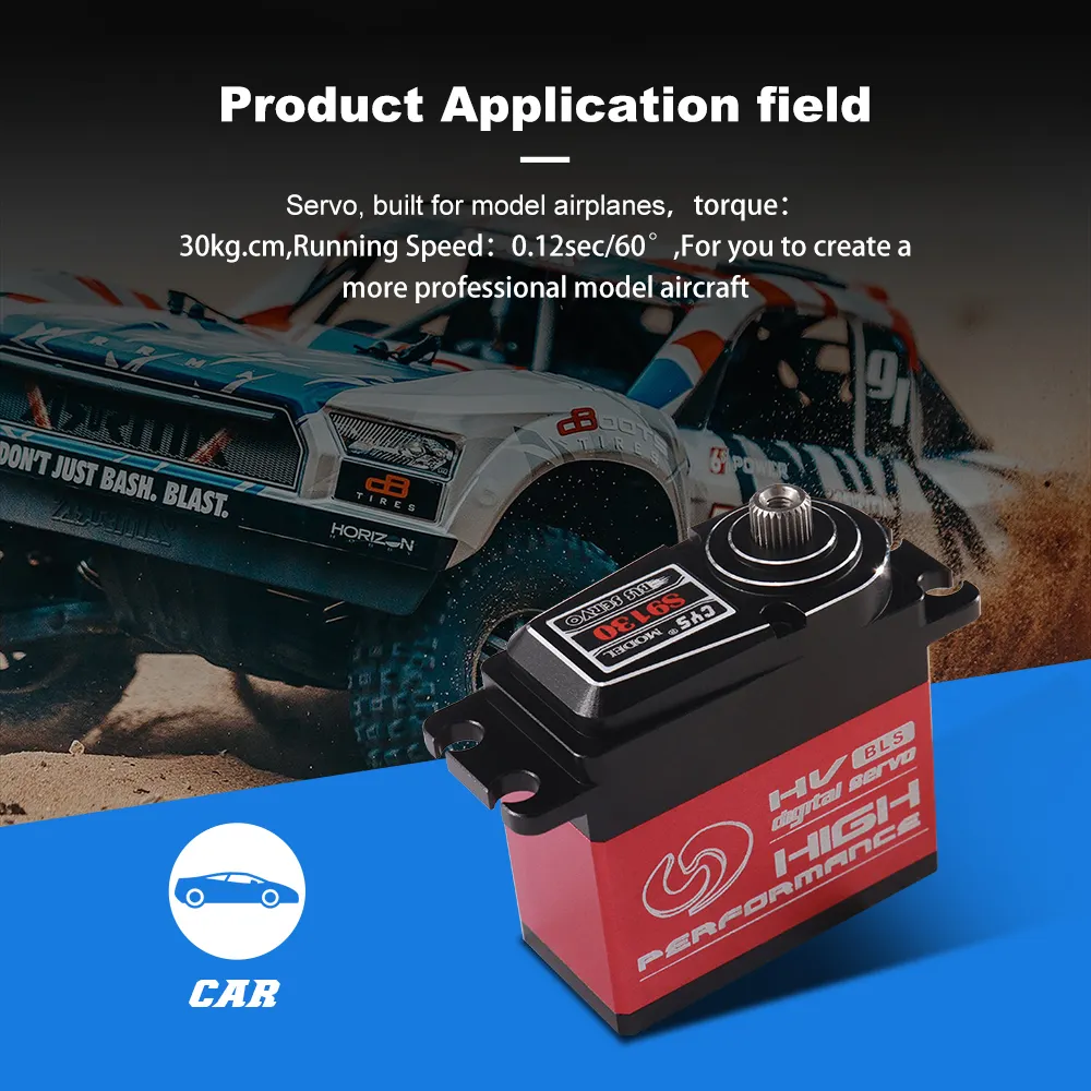 HV Servo CYS-BLS9130 Tanpa Sikat, 30KG Casing Aluminium Penuh Tahan Air Servo Digital dengan Roda Gigi Baja untuk Mobil RC 1/10