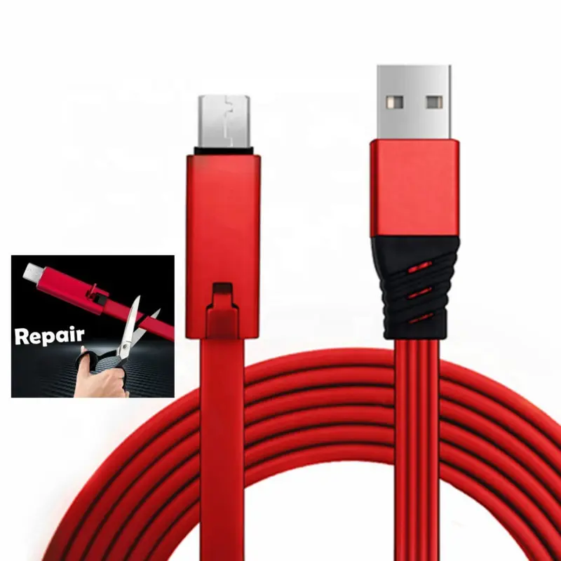 Nuovo riutilizzabile rinnovabile 3A micro tipo C 8 pin piatto TPE riparabile ricollegabile cavo dati USB ricarica rapida