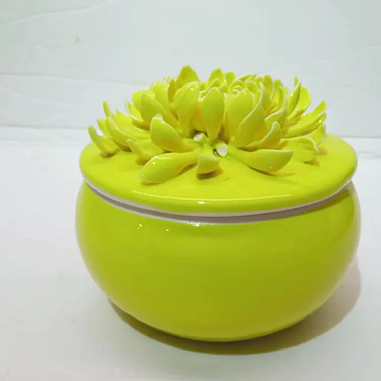 Retro domésticos itens artesanais mão livre cerâmica flor jóias armazenamento caixa Candy jar