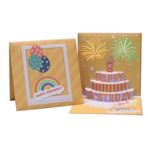 3D lập thể sinh nhật thiệp chúc mừng thẻ giấy Pop Up blowable nến bánh pháo hoa đèn âm nhạc thiệp chúc mừng - Product Image 5