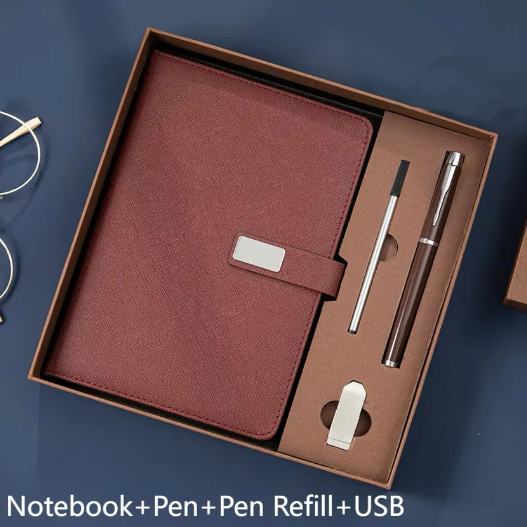 Brown Notebook+Pen+USB
