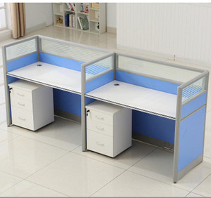 Mesa de trabajo con diseño moderno para 2 personas, escritorio con forma de E para oficina, muebles con armario, precio de fábrica - Product Image 2
