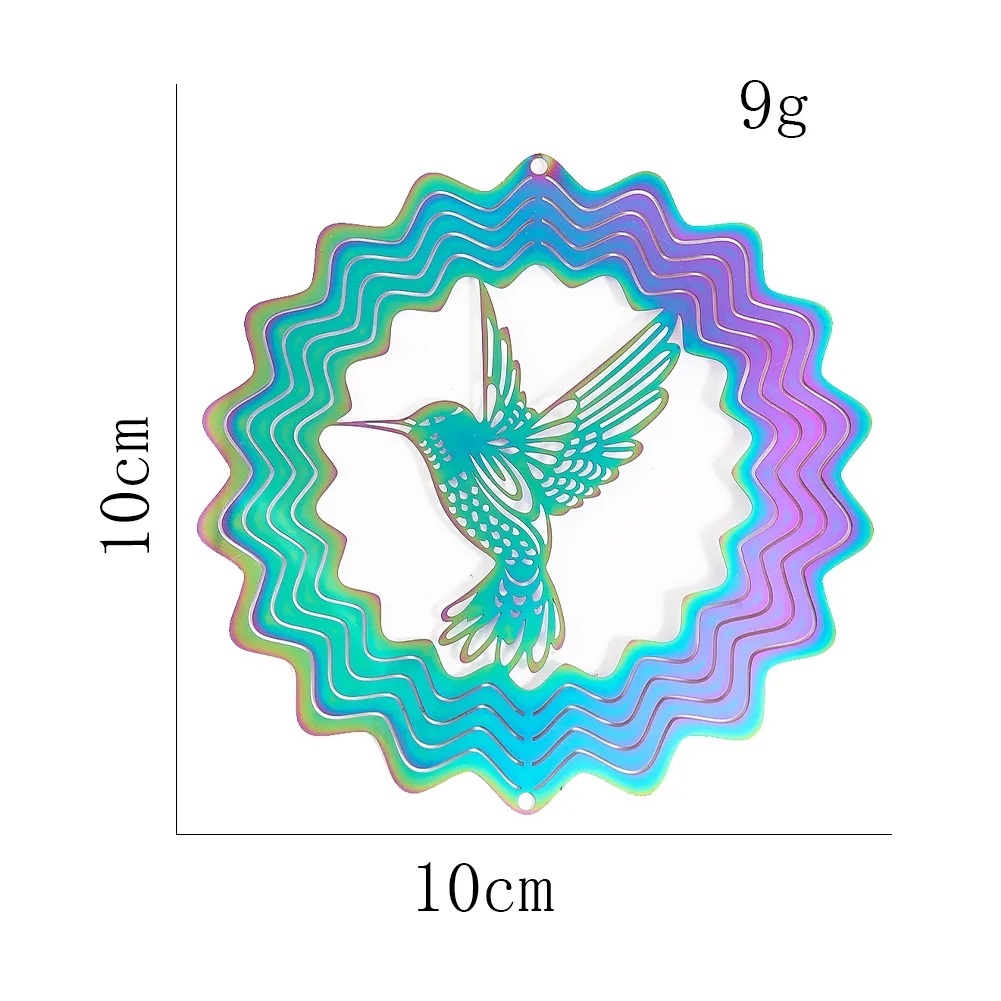Curved edge multi-circle hummingbird (small)/Plated wind chimes