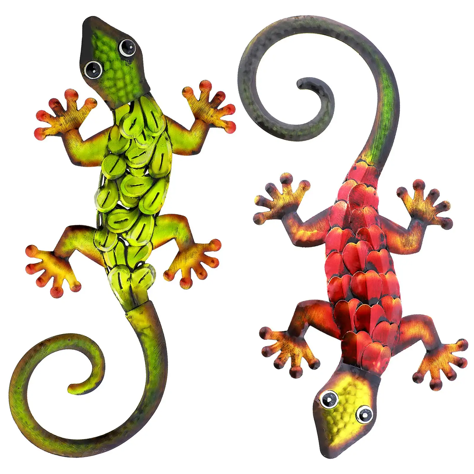 2024 vente directe d'usine grand Gecko jardin Art Statue métal lézard Sculpture suspendus décoration murs enfants jouets/cadeaux