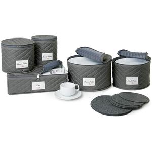 Storage Containers 5 Piece Dish and Cup Storage Set Quilted China Fabric Storage Boxes &amp; Bins Eco-friendly Foldable Polyester - Product Image 1