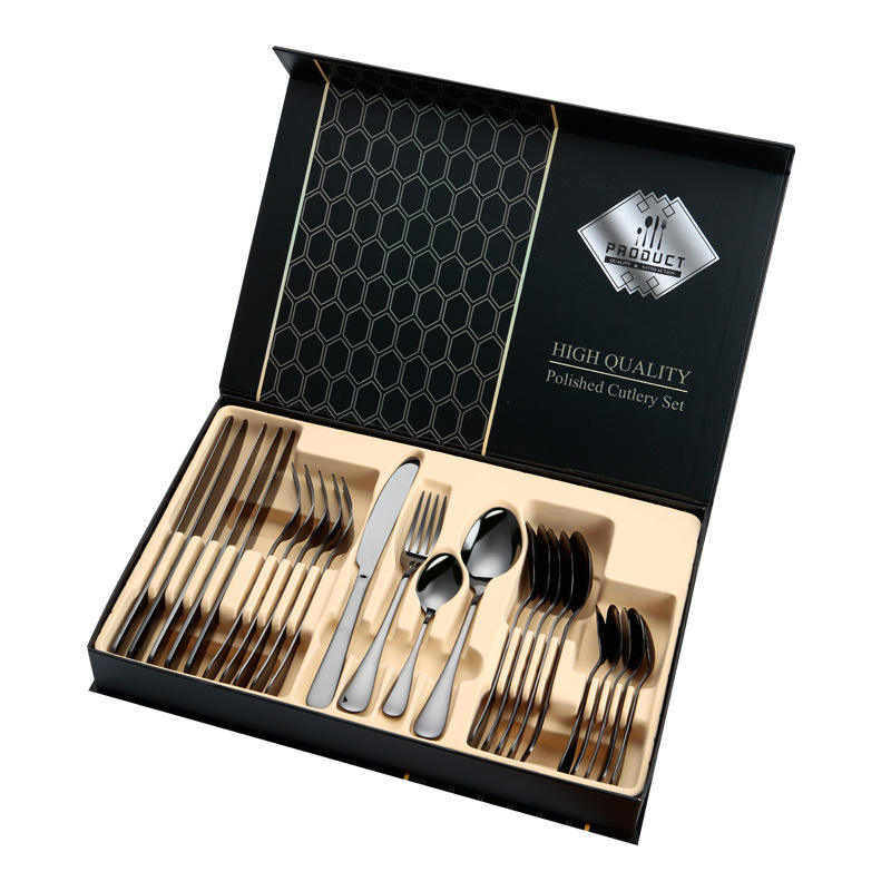 Black 24pcs cutlery