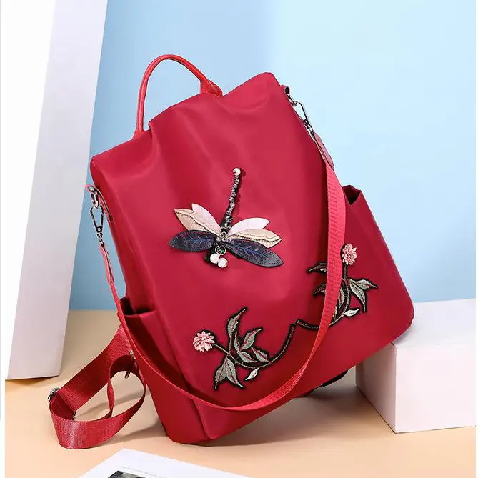 Twinkle-mochila personalizada para mujer, bolsa de viaje de gran capacidad con libélula bordada, estilo chino, para exteriores