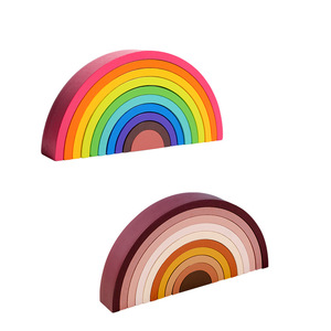Early Education Supply Colorful Bridge <strong>Pattern</strong> Learning Tower Game Arch Wooden Puzzle Stacking Toy <strong>Building</strong> Kids Rainbow <strong>Block</strong>