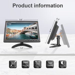 Monitor LCD TFT de 10,1 pulgadas para coche, pantalla táctil HD VGA BNC AV USB