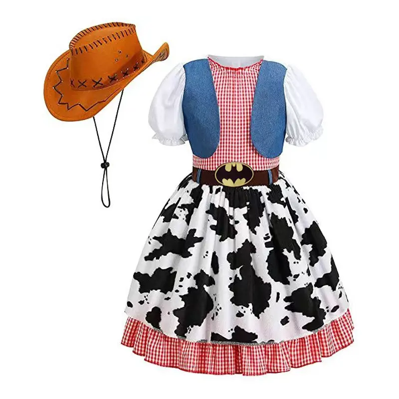 2022 Verão Novo Estilo Polícia Pastor Cowboy Cosplay Halloween ou Festa Toy Story Woody Vestido Trajes para meninas e mulheres