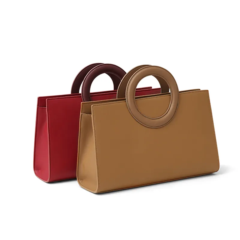 लाल/भूरे रंग के बड़े लक्जरी कस्टम लोगो महिलाओं पु शाकाहारी चमड़ा पर्स ढोना बैग हैंडबैग/