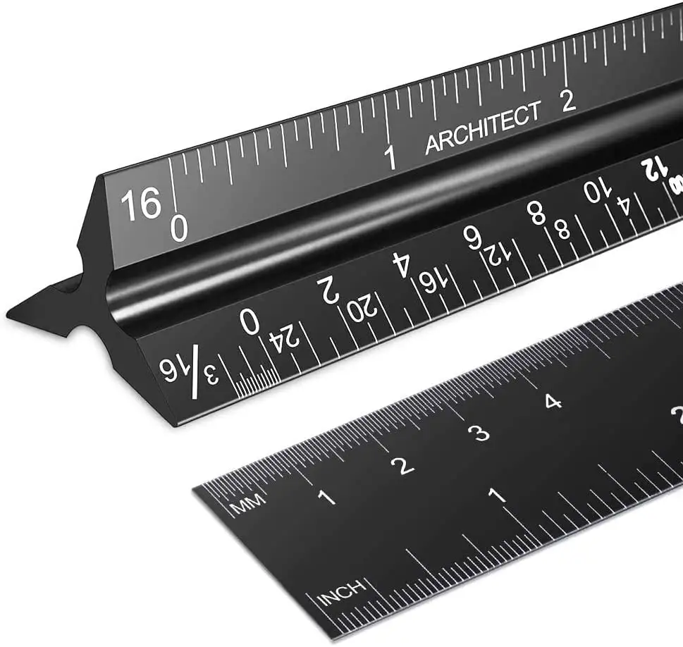 30 سنتيمتر الألومنيوم سبائك المعادن حاكم مثلث مقياس مهندس مهندس التقنية حاكم قياس أدوات تصميم الرسم اكسسوارات