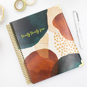 Commercio all'ingrosso su misura stampa di Logo cartonato in metallo a spirale rilegato Planner diario notebook 2023 2024 con angoli dorati - Product Image 1