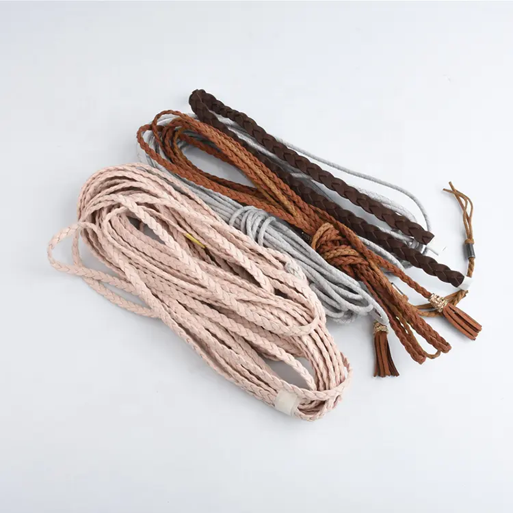 Einfache Multi-Size Custom Farbe Mikro faser Pu Leder Seil Dekoration Schnur Elastische Multi-Strang Weaving Geflochtene Leders chnur