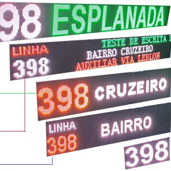 Il messaggio di testo del pannello principale Bus ha condotto lo schermo di visualizzazione per il percorso di destinazione che esegue il segno principale testo