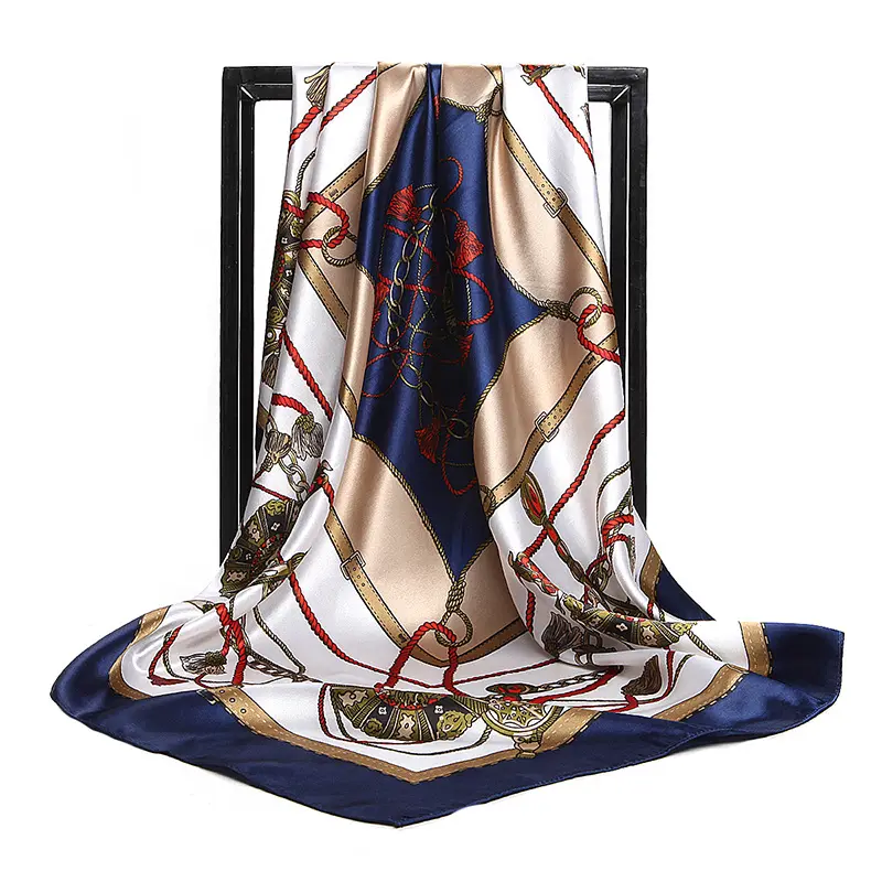 Seda 90cmX90cm cuadrado grande europeo y bufanda Moda simple Primavera y otoño bufanda de seda