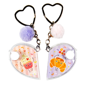 OEM ODM a forma di cuore Mini blocco note blocco diario diario portachiavi con Pompon, simpatico cartone animato taccuino tascabile produttore di fabbrica - Product Image 4