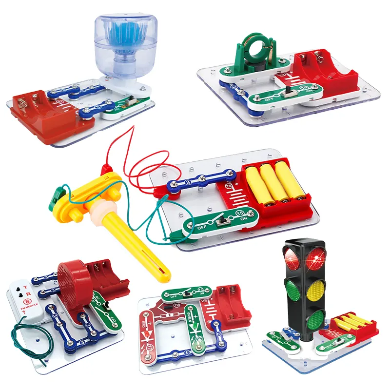 Kit de circuito de experimentos de física al por mayor juguetes de Ingeniería de Ciencia madre juguete de bloques de construcción eléctricos para la escuela
