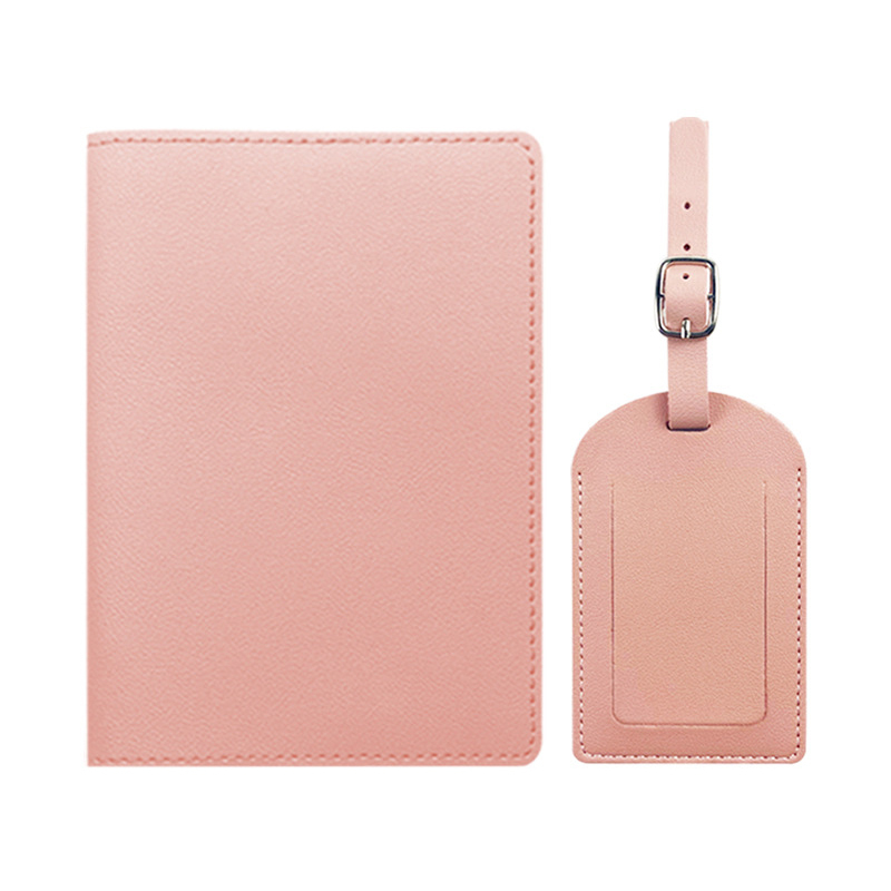 rose (couverture de passeport + étiquette de bagage)