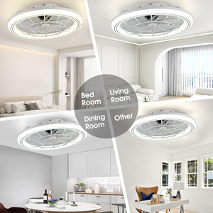 Lámpara de araña regulable moderna de 3 colores, fuente LED de luz de techo con función de sincronización, ventiladores decorativos elegantes - Product Image 2