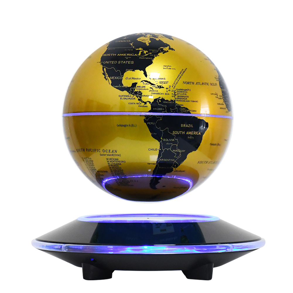 Base noire - Globe doré à éclairage coloré