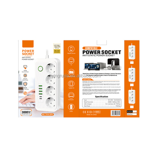 Regleta de alimentación europea al por mayor de fábrica con cargador USB, cable de extensión de 6 puertos, 4 salidas, toma de corriente móvil multifuncional - Product Image 6