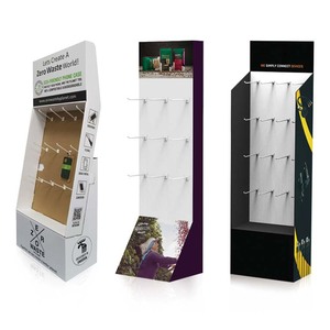 Custom Portable Cardboard Jewelry Keychain <strong>Display</strong> Stand <strong>with</strong> <strong>Counter</strong> <strong>Hook</strong> for <strong>Paper</strong> Box Presentation - Product Image 1