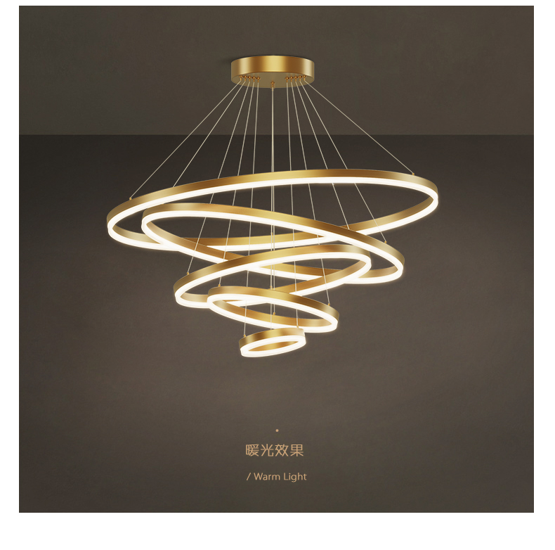 Led modern simple living room dining room circle chandelier ring creative designer bedroom lamp project custom lamp FOB