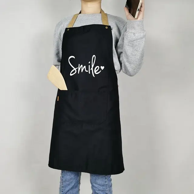 Kunst schürze Barista Front Küchen spülen Bbq Pe Schürze mit Taschen Einweg schürzen mit Logo Custom In Cotton