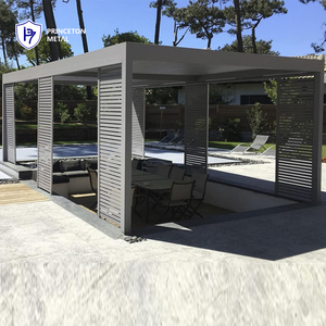 Açık özelleştirilmiş motorlu alüminyum lougazebo Gazebo otomatik açılış Rodent kemirgen geçirmez çerçeve ile balkon kaplı kemerler - Product Image 3