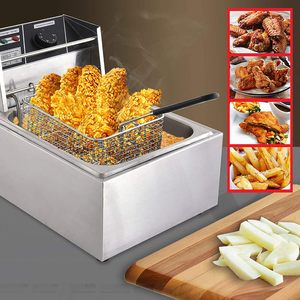 Friggitrice elettrica in acciaio inox Timer di controllo della temperatura ristorante 6L singolo elettrico friggitrice per pollo fritto - Product Image 3
