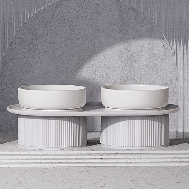Roman ceramic double bowl gypsum white