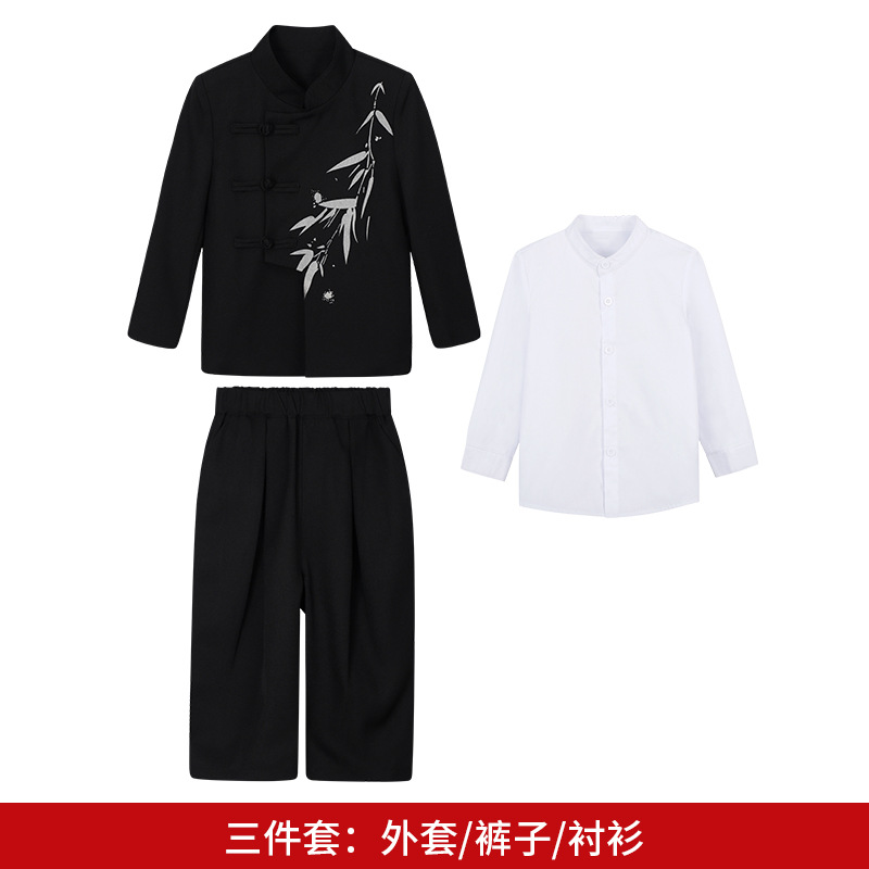 Ensemble 3 pièces noir (chemise + veste + pantalon)