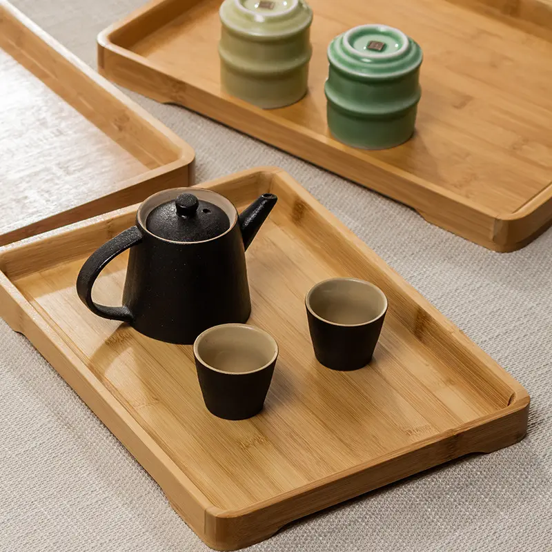 teabag coffee station organizer custom serving tray restaurant food serving tray with handle for serving wood bar tray