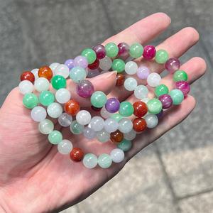 กำไลหยกสีเขียว8มม. เครื่องประดับหินธรรมชาติสีม่วงพม่าแท้พร้อมใบรับรองคุณภาพสูงหยกบำบัดเสน่ห์โชคดี - Product Image 2