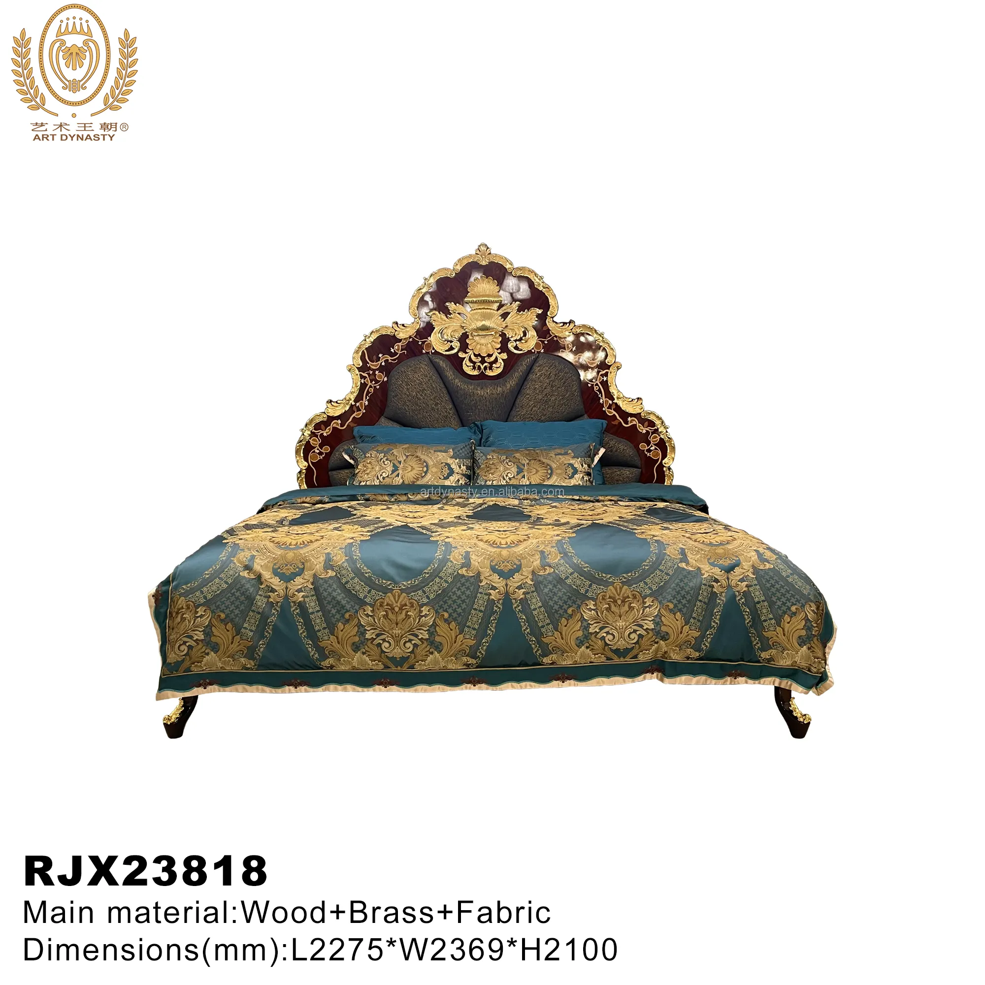 フレンチクラシックスタイル家具2メートル木製ベッドツインベッドホテル用木製モザイク真鍮寝室用ヨーロッパの豪華な固体