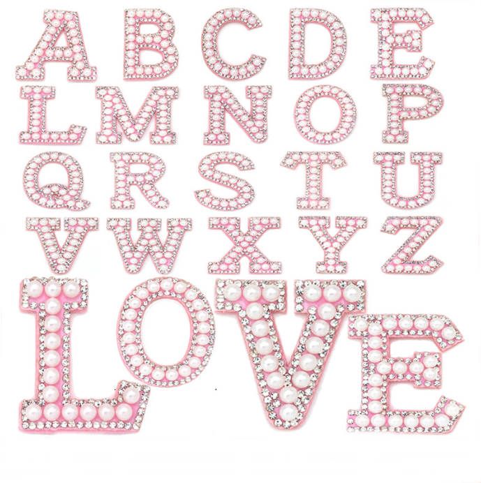 Strass transparent + rose + perle