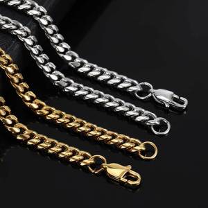 卸売メンズステンレススチールキューバリンクネックレスヒップホップジュエリー14k18kゴールドメッキマイアミキューバリンクチェーン男性用