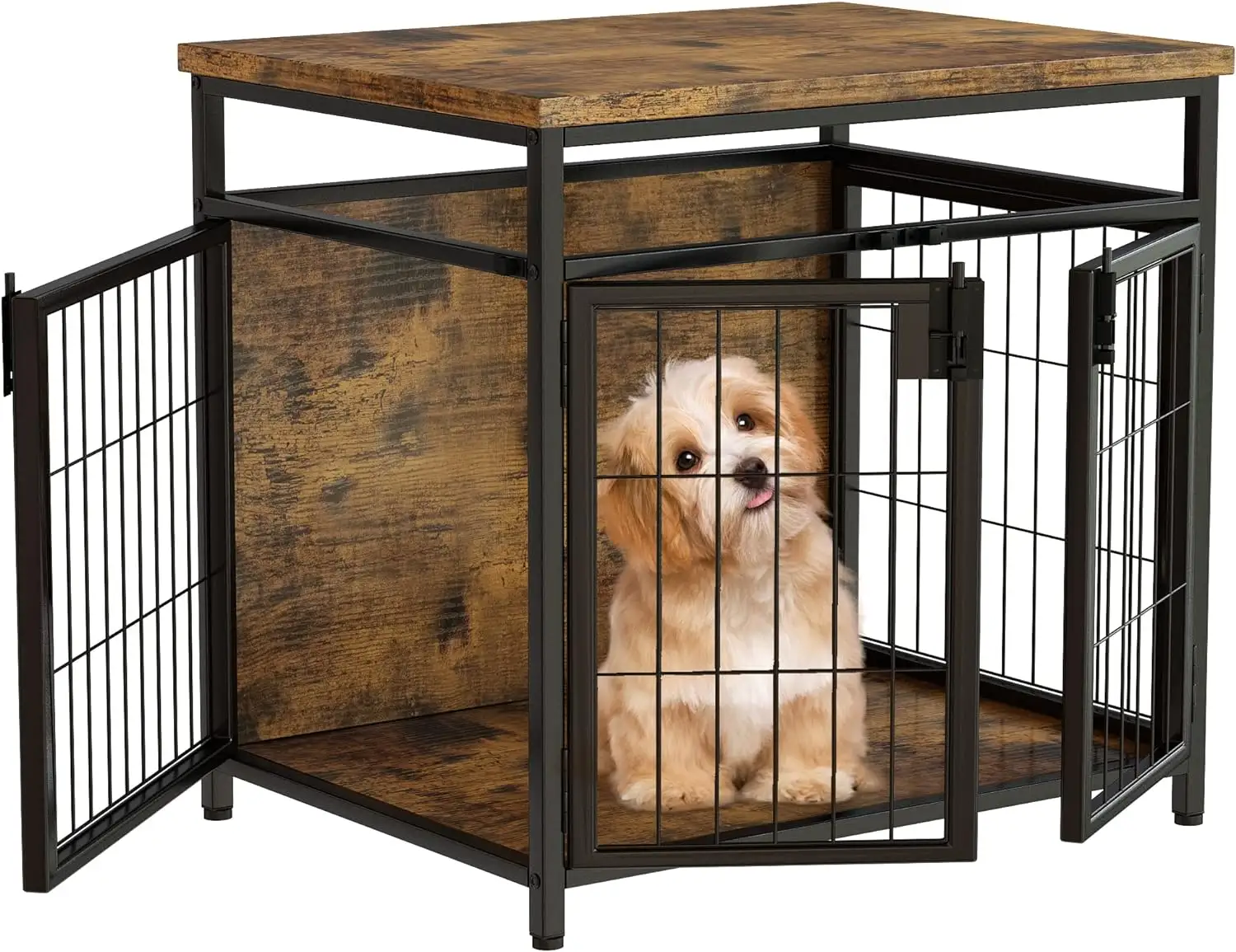 Caisses pour chiens en bois pour petite caisse pour chien d'angle de 25.2 ''Table d'extrémité grands meubles de chenil avec caisse pour chien à trois portes