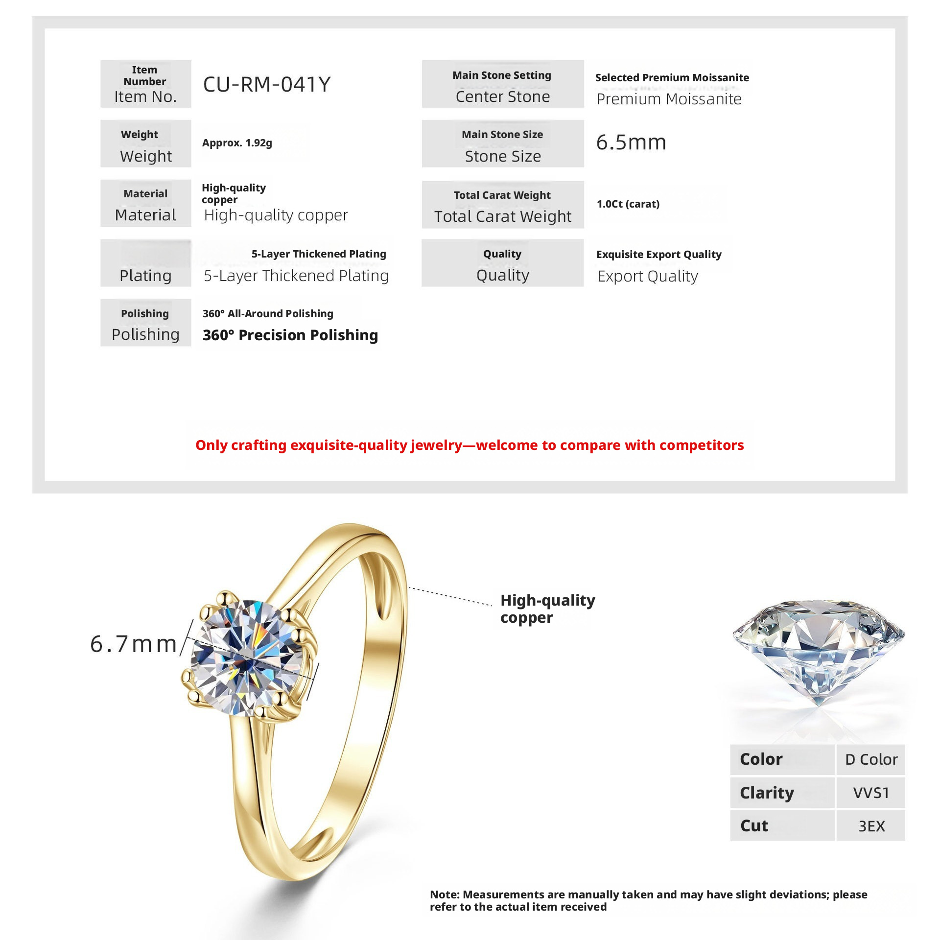 Moissanite + certificat GRA-Or